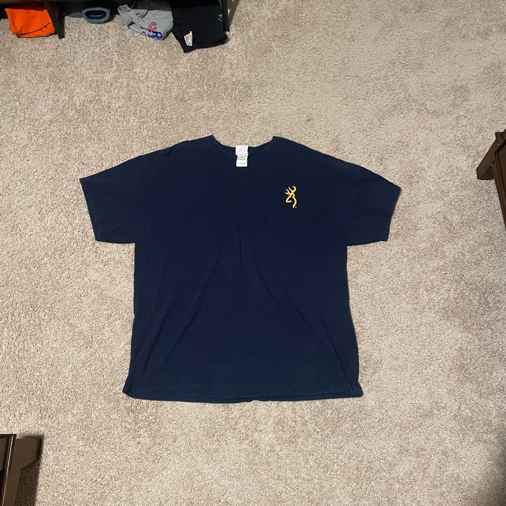 Browning Men's Dark Blue Tee with Yellow Logo